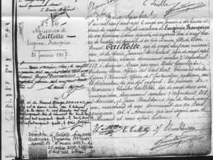 Birth record of my Grand-mother, in the margin: Marriage, divorce and death details